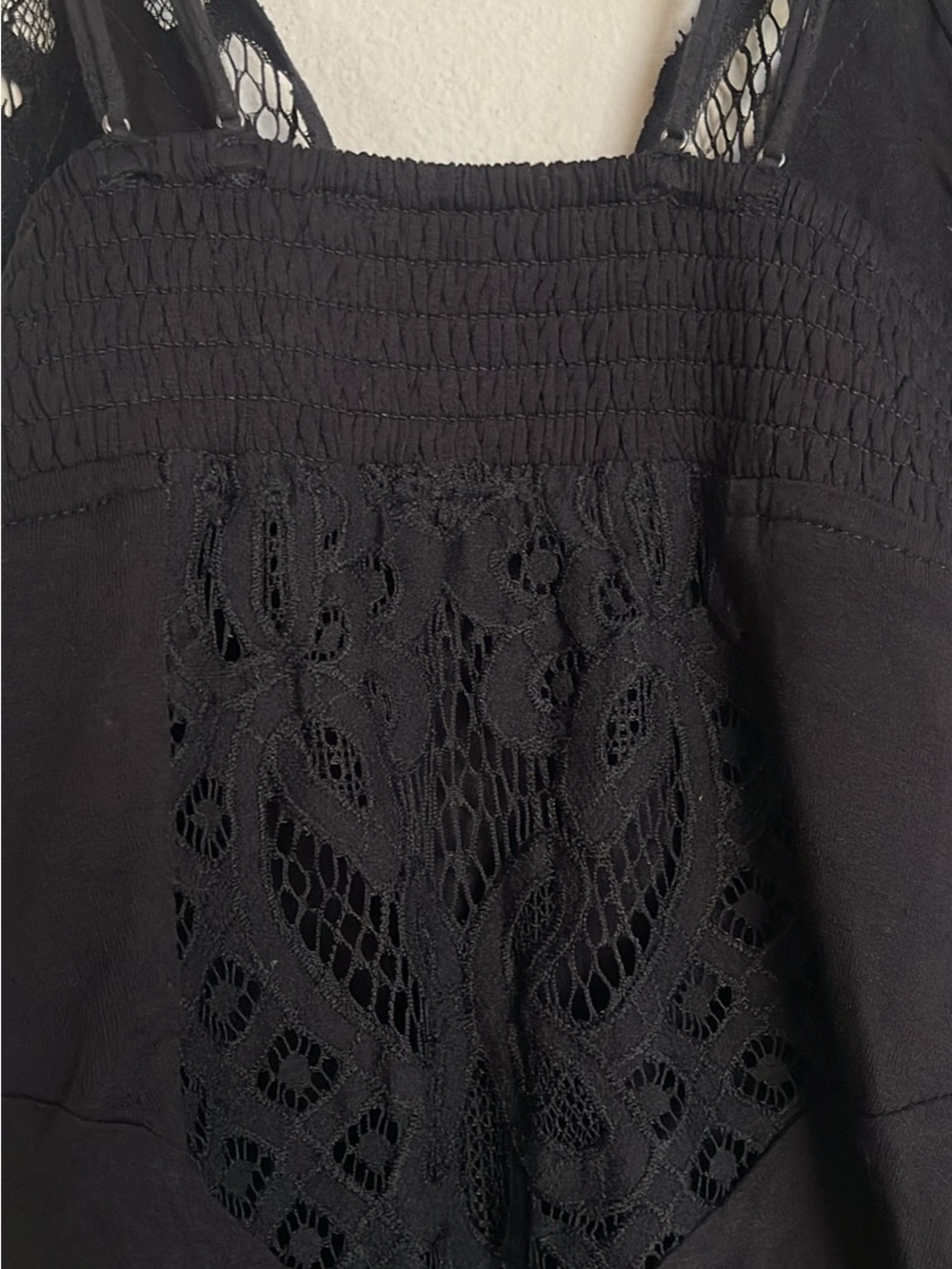 Free People Black Lace Bodysuit Tank Top with Double Spaghetti Straps NWT - Picture 9 of 10